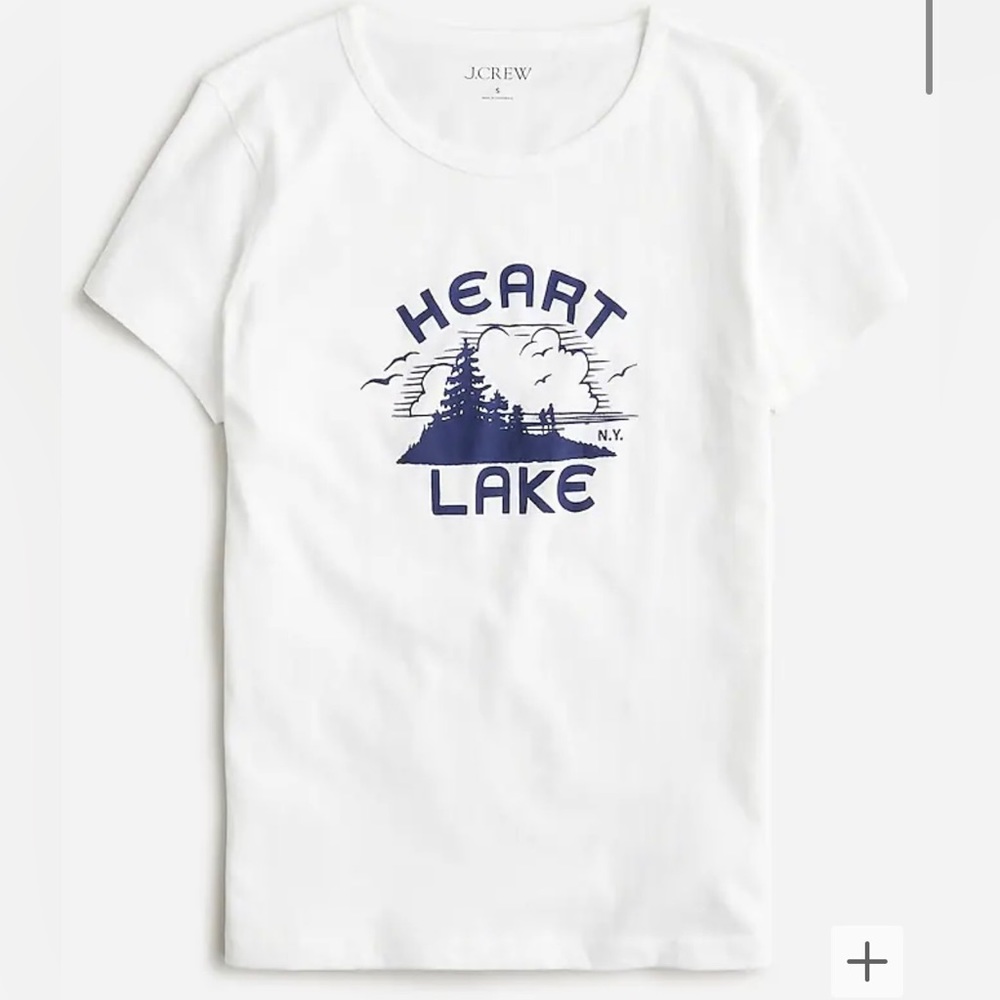 NWT J.Crew Fitted Heart Lake graphic T-shirt Color: HEART LAKE WHITE Size: SMALL